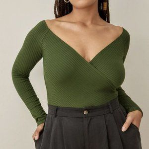 Knit Long Sleeve Top- Reformation Minnie Knit Top in Green size Small